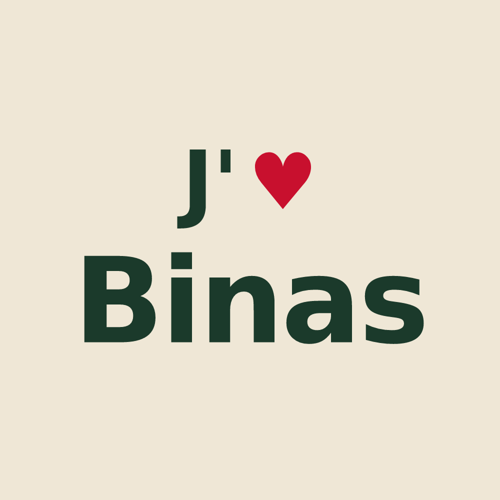Tote bag personnalisé Binas — design J'aime Binas