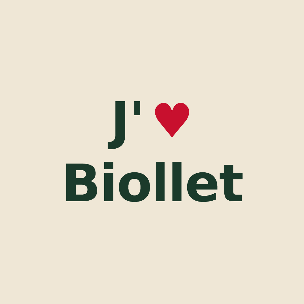 Tote bag personnalisé Biollet — design J'aime Biollet