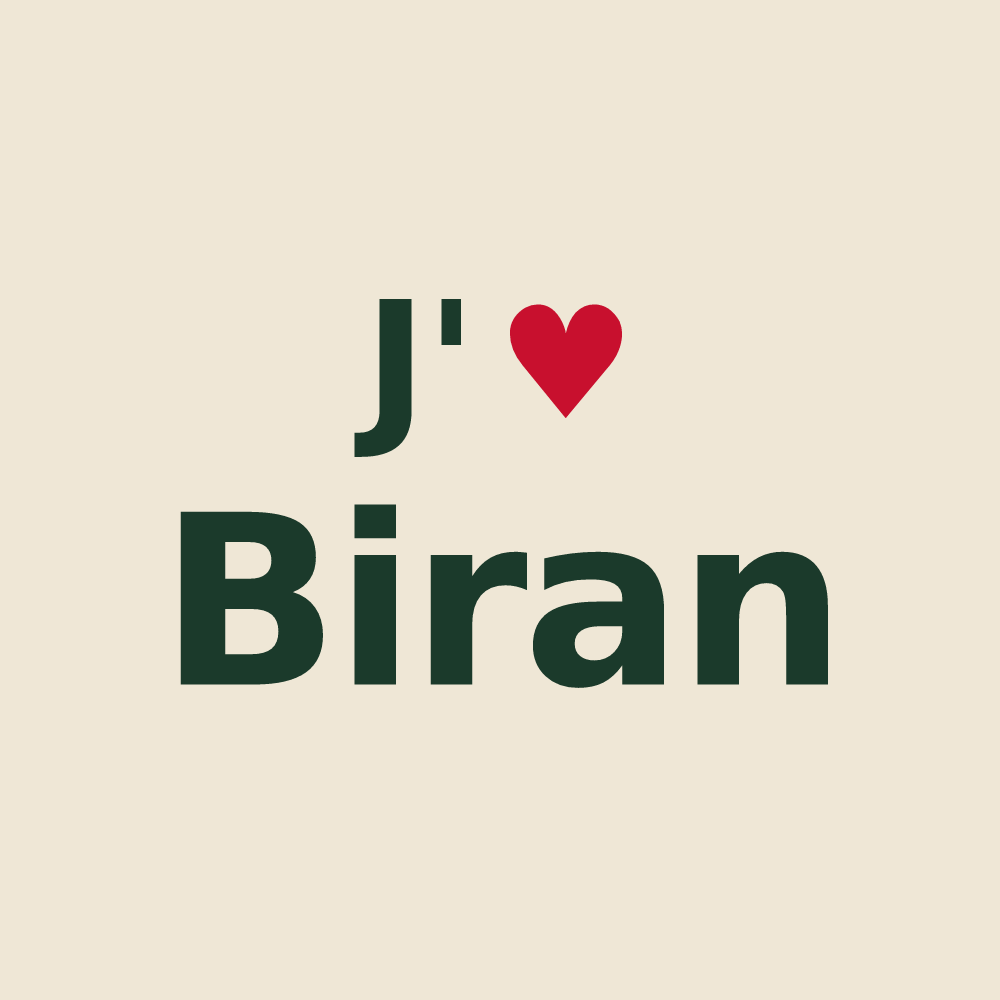 Tote bag personnalisé Biran — design J'aime Biran