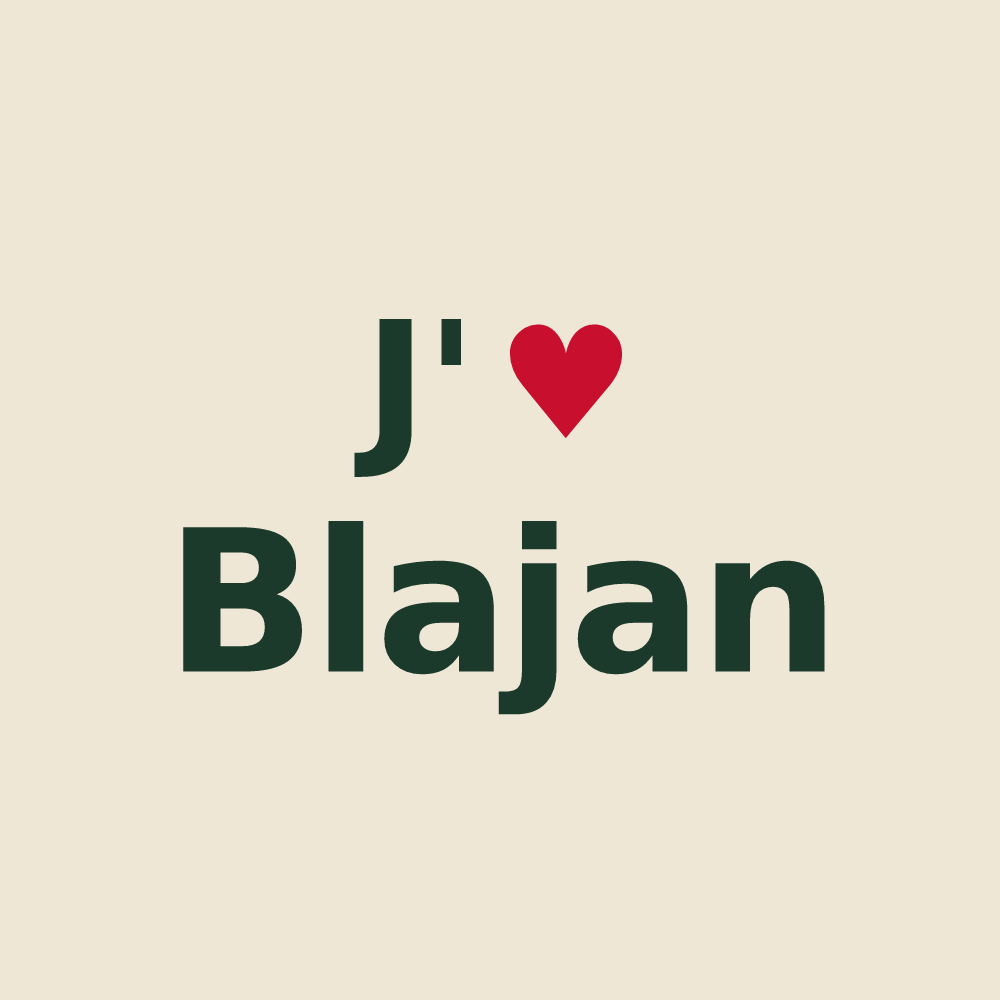 Tote bag personnalisé Blajan — design J'aime Blajan