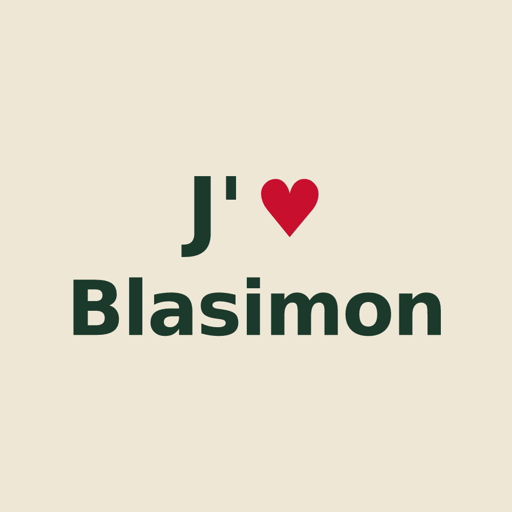 Tote bag personnalisé Blasimon — design J'aime Blasimon