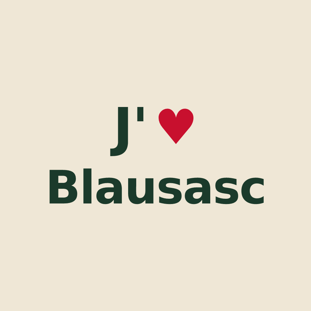 Tote bag personnalisé Blausasc — design J'aime Blausasc
