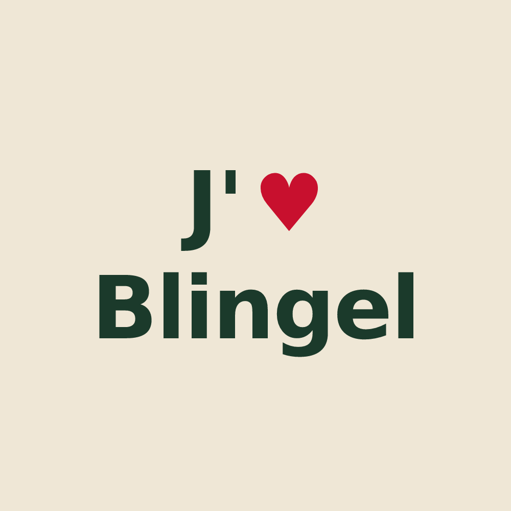 Tote bag personnalisé Blingel — design J'aime Blingel