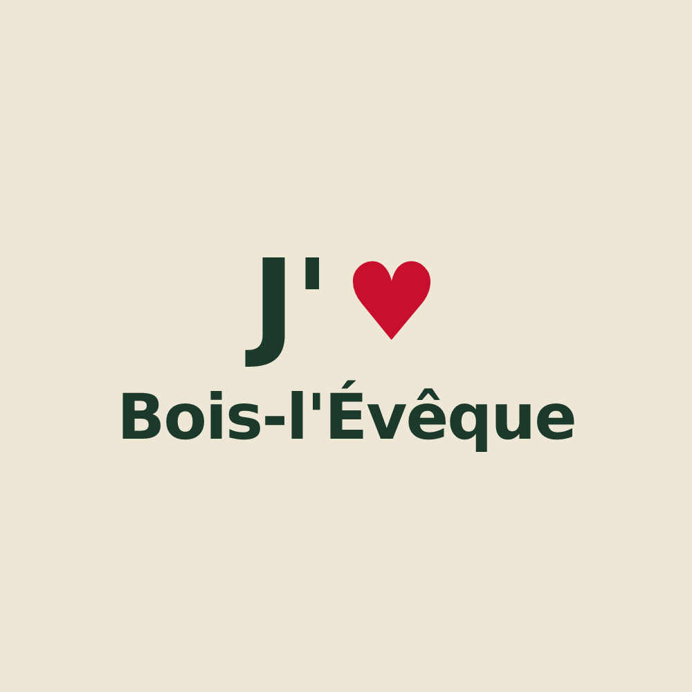 Tote bag personnalisé Bois-l'Évêque — design J'aime Bois-l'Évêque