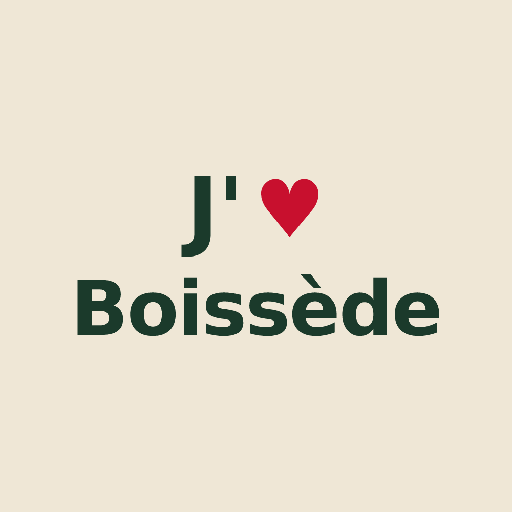 Tote bag personnalisé Boissède — design J'aime Boissède