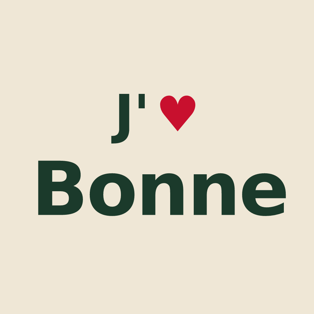 Tote bag personnalisé Bonne — design « J'aime Bonne » imprimé sur le tote bag