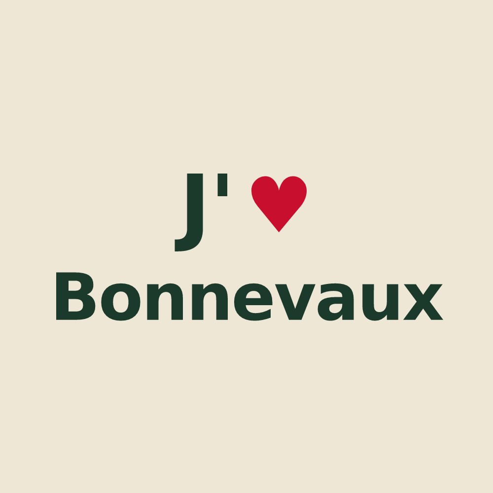 Tote bag personnalisé Bonnevaux — design « J'aime Bonnevaux » imprimé sur le tote bag