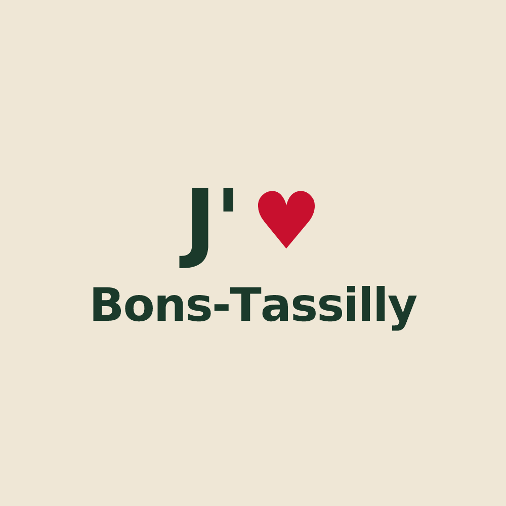 Tote bag personnalisé Bons-Tassilly — design J'aime Bons-Tassilly