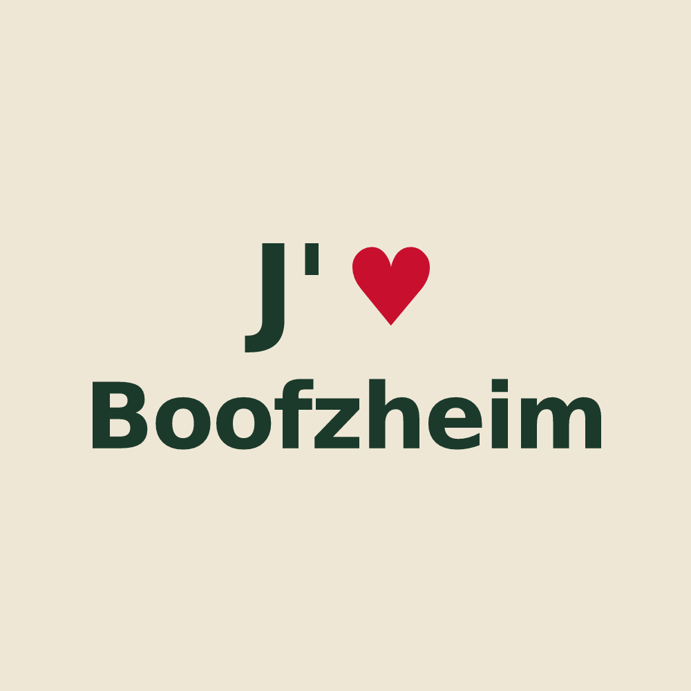 Tote bag personnalisé Boofzheim — design J'aime Boofzheim