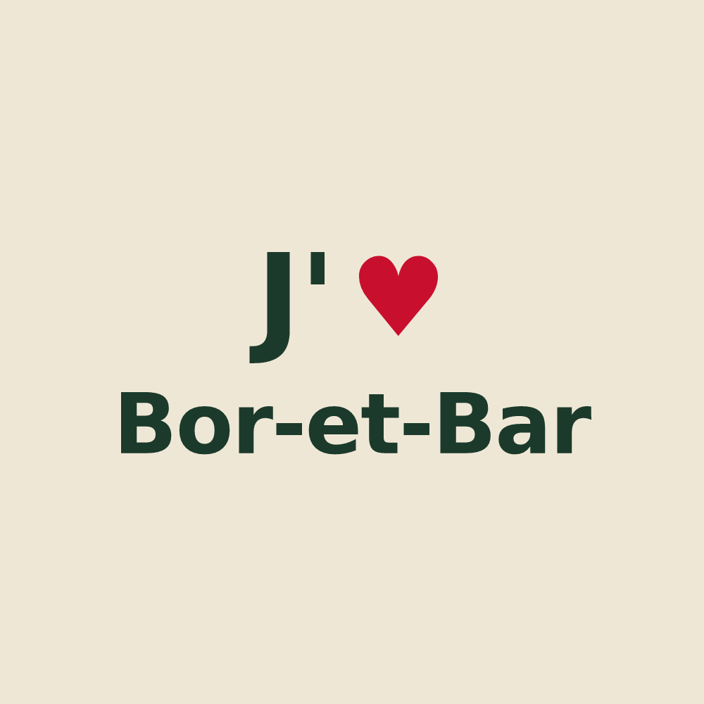 Tote bag personnalisé Bor-et-Bar — design J'aime Bor-et-Bar