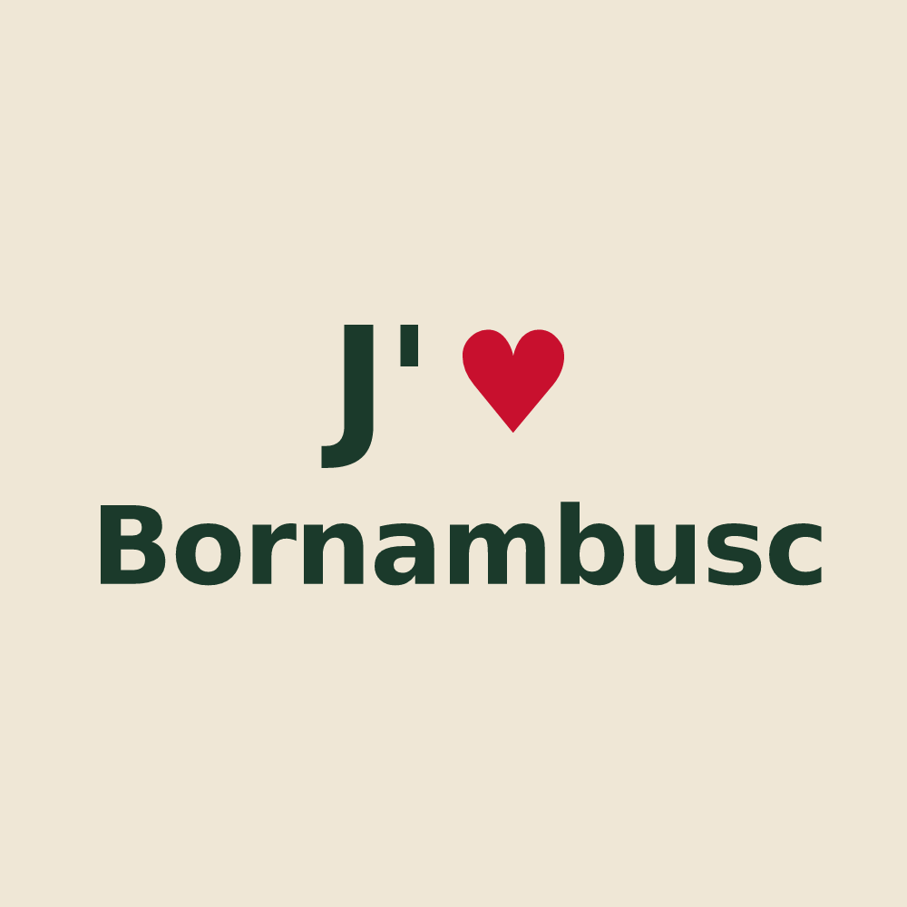 Tote bag personnalisé Bornambusc — design « J'aime Bornambusc » imprimé sur le tote bag