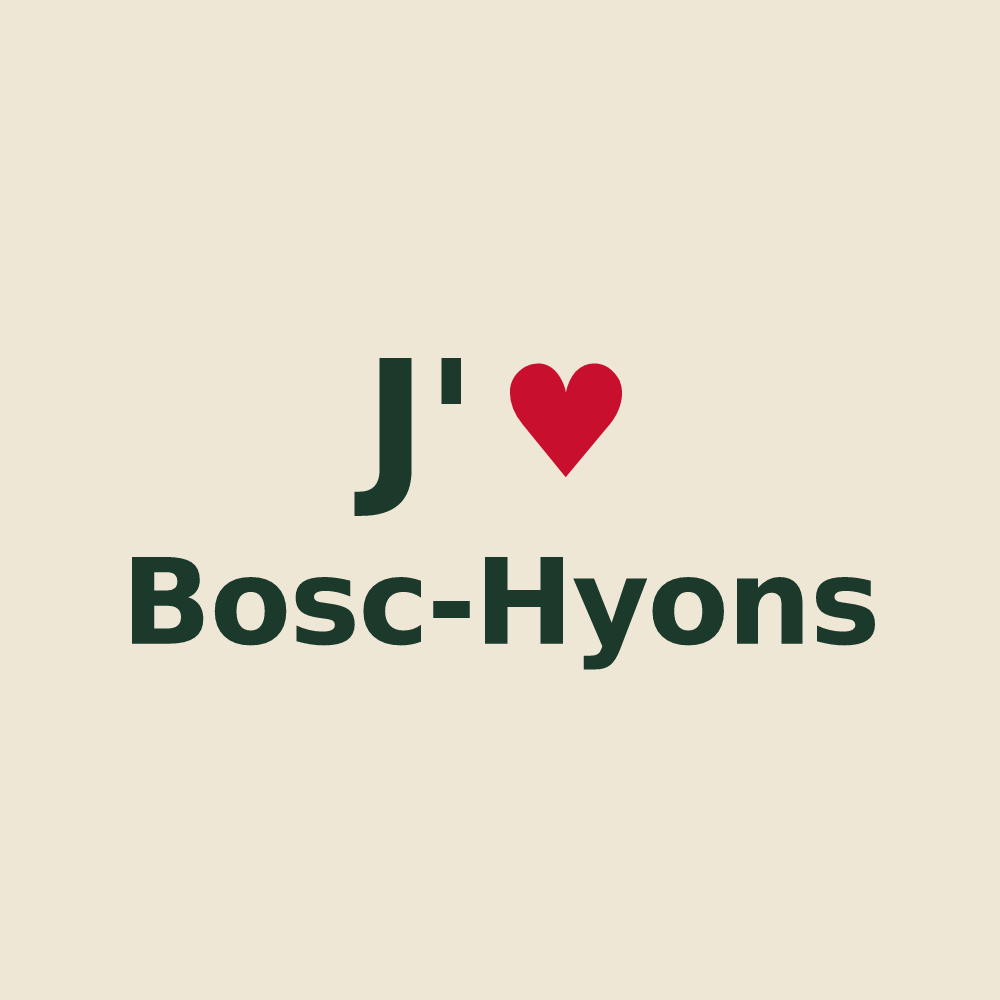 Tote bag personnalisé Bosc-Hyons — design J'aime Bosc-Hyons