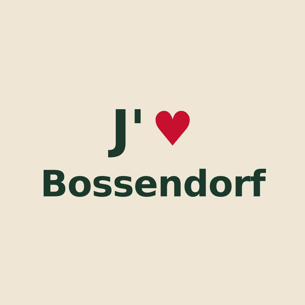 Tote bag personnalisé Bossendorf — design J'aime Bossendorf