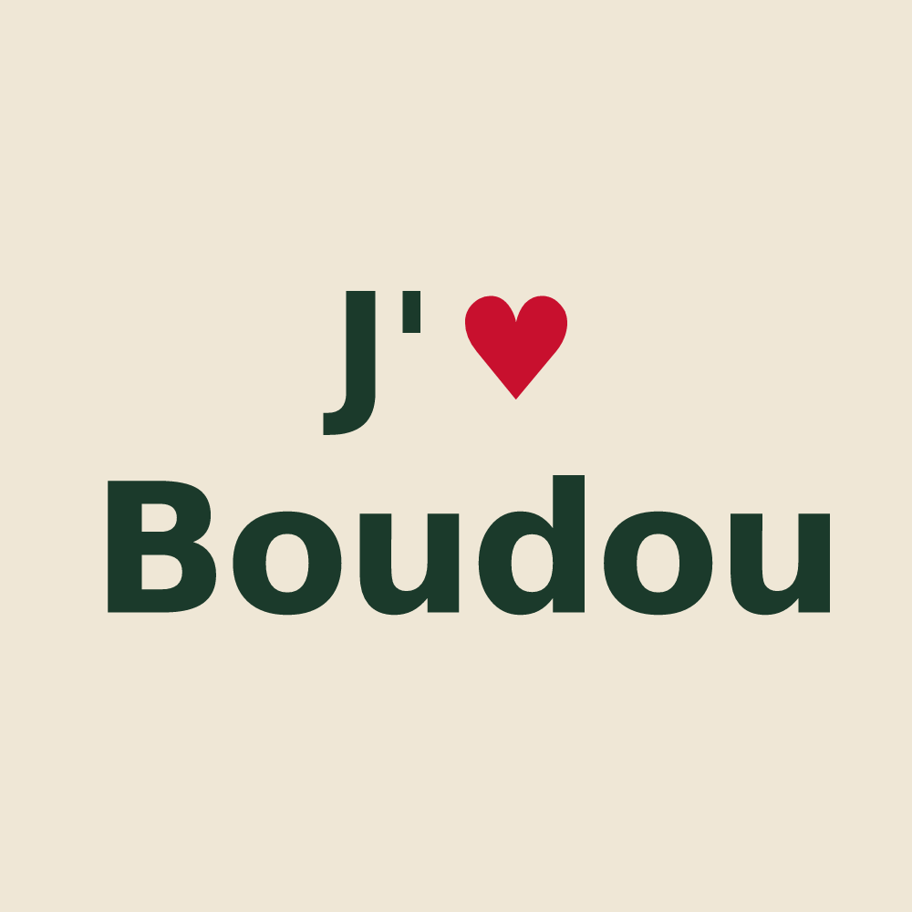 Tote bag personnalisé Boudou — design J'aime Boudou