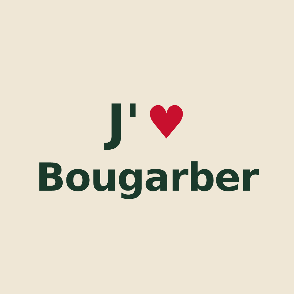 Tote bag personnalisé Bougarber — design « J'aime Bougarber » imprimé sur le tote bag