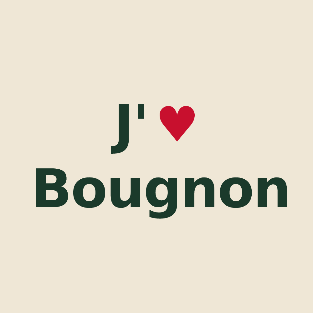 Tote bag personnalisé Bougnon — design J'aime Bougnon