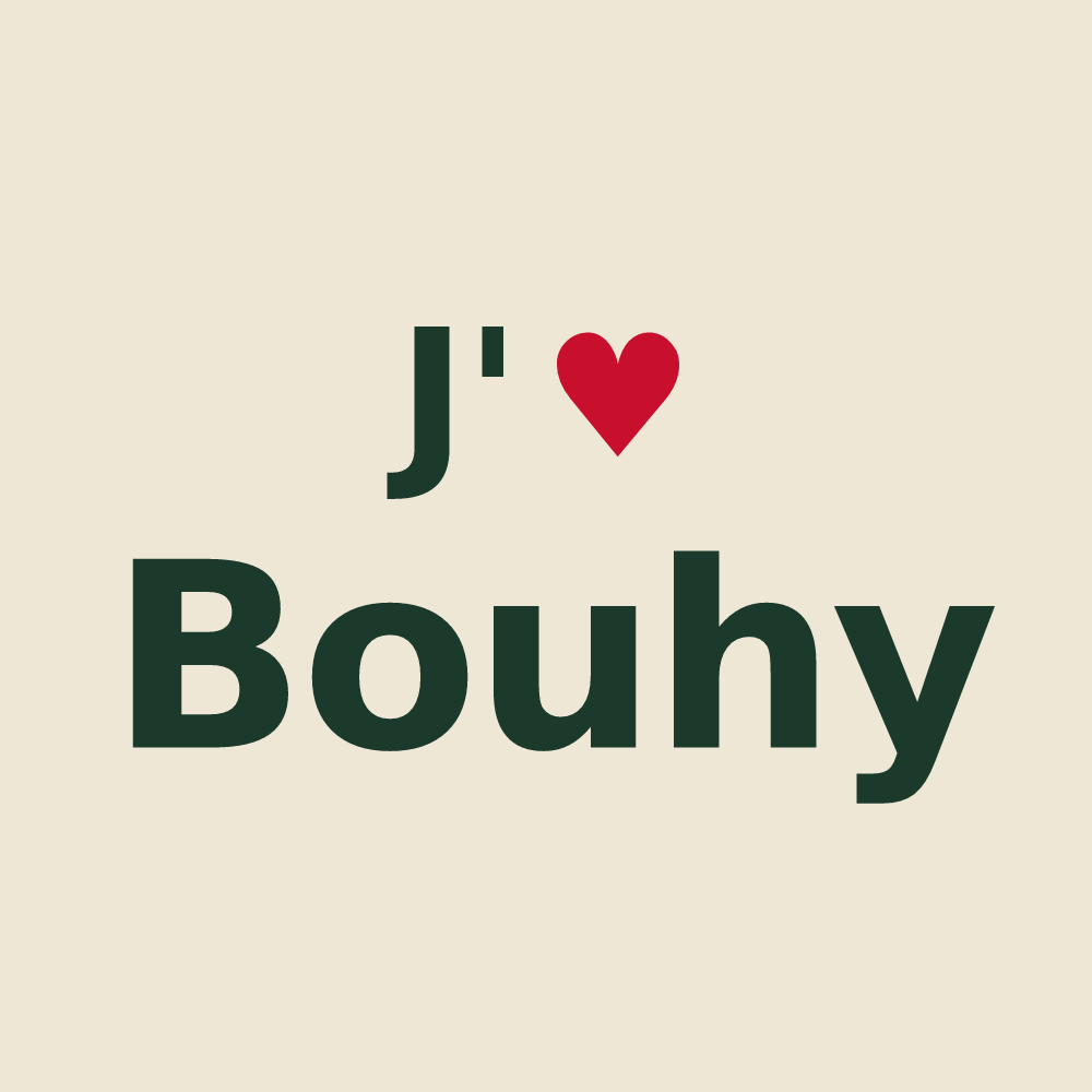 Tote bag personnalisé Bouhy — design J'aime Bouhy