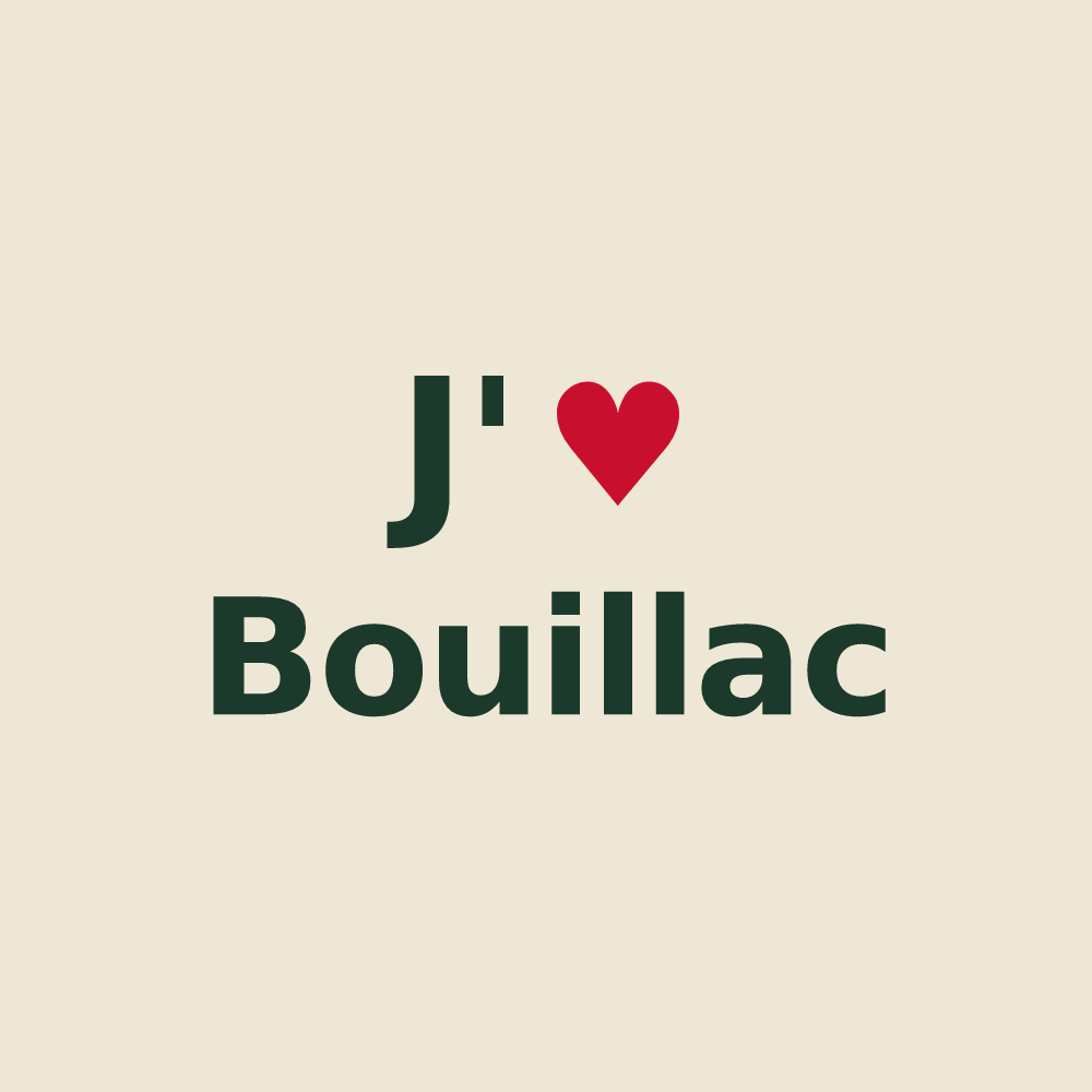 Tote bag personnalisé Bouillac — design J'aime Bouillac