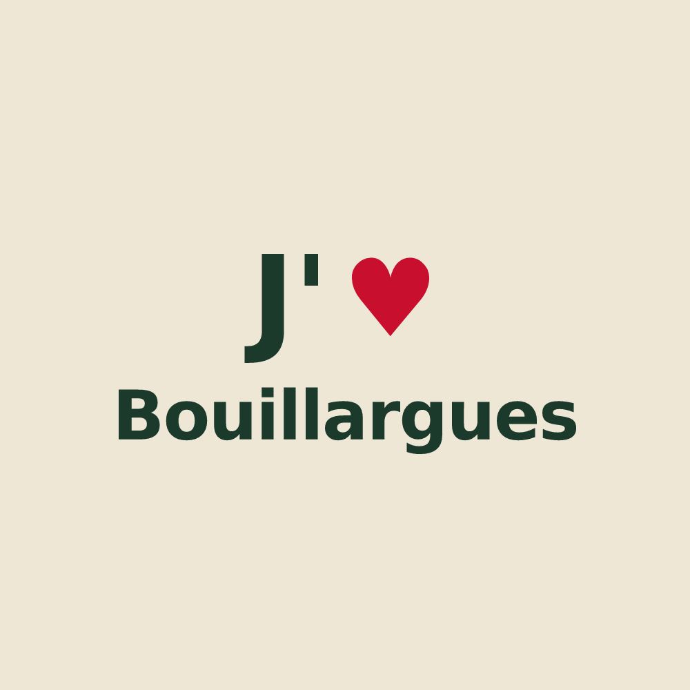 Tote bag personnalisé Bouillargues — design « J'aime Bouillargues » imprimé sur le tote bag