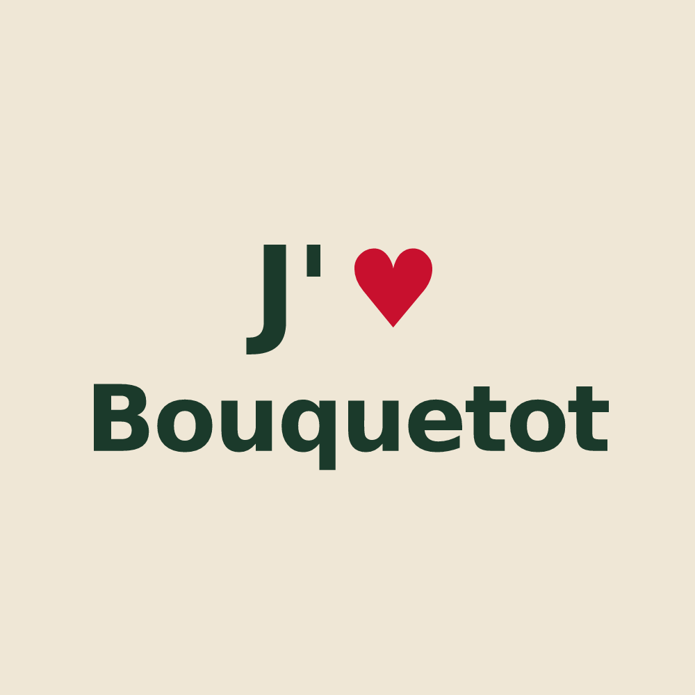 Tote bag personnalisé Bouquetot — design J'aime Bouquetot