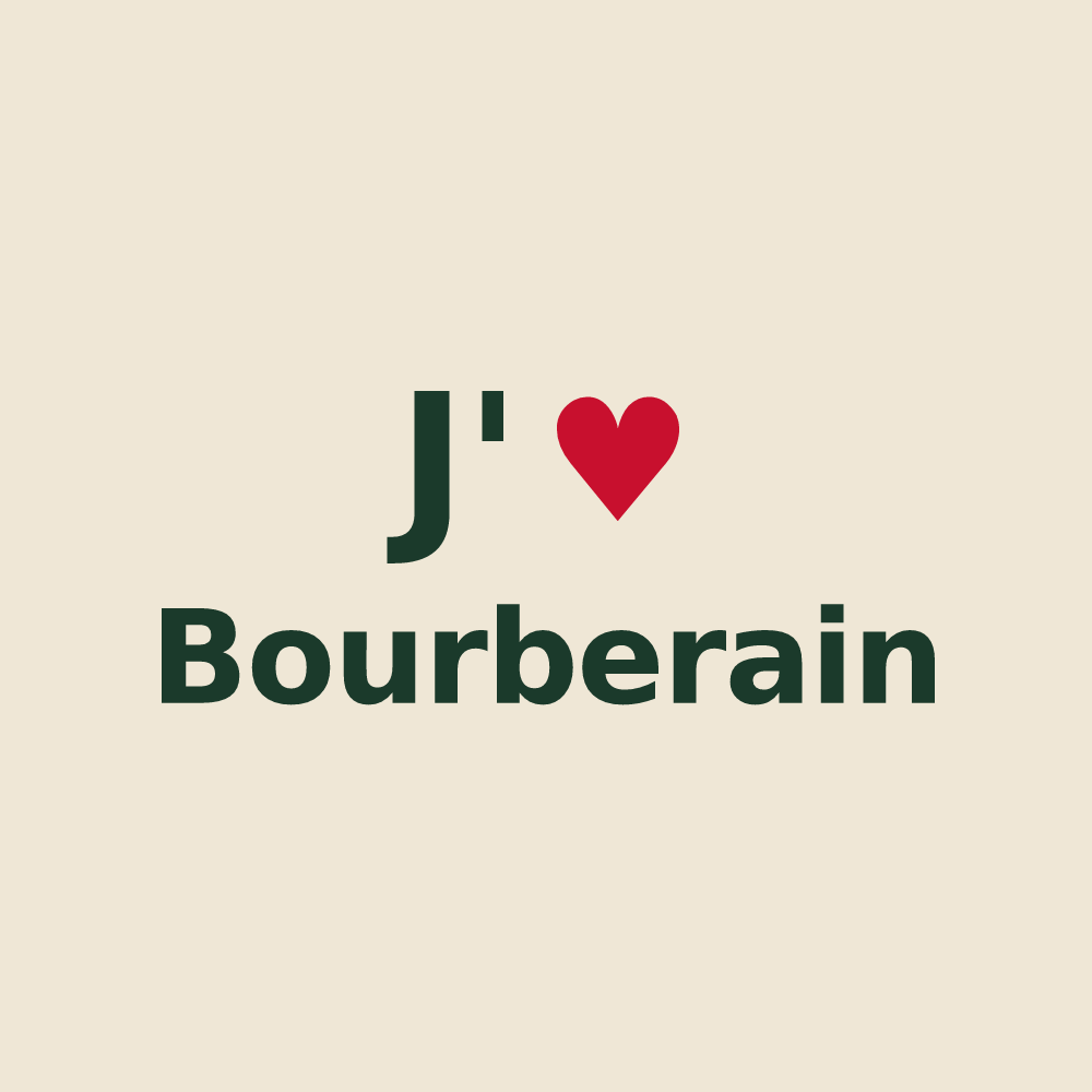 Tote bag personnalisé Bourberain — design « J'aime Bourberain » imprimé sur le tote bag