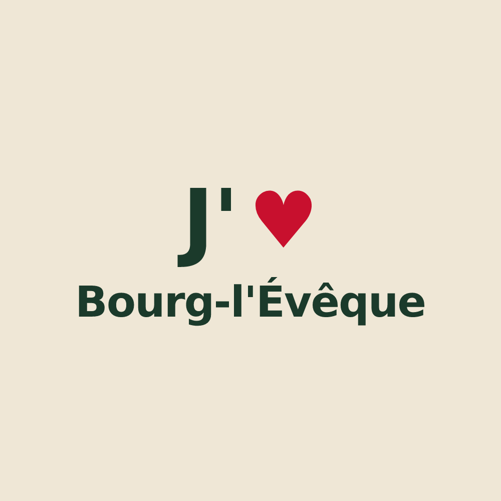 Tote bag personnalisé Bourg-l'Évêque — design J'aime Bourg-l'Évêque