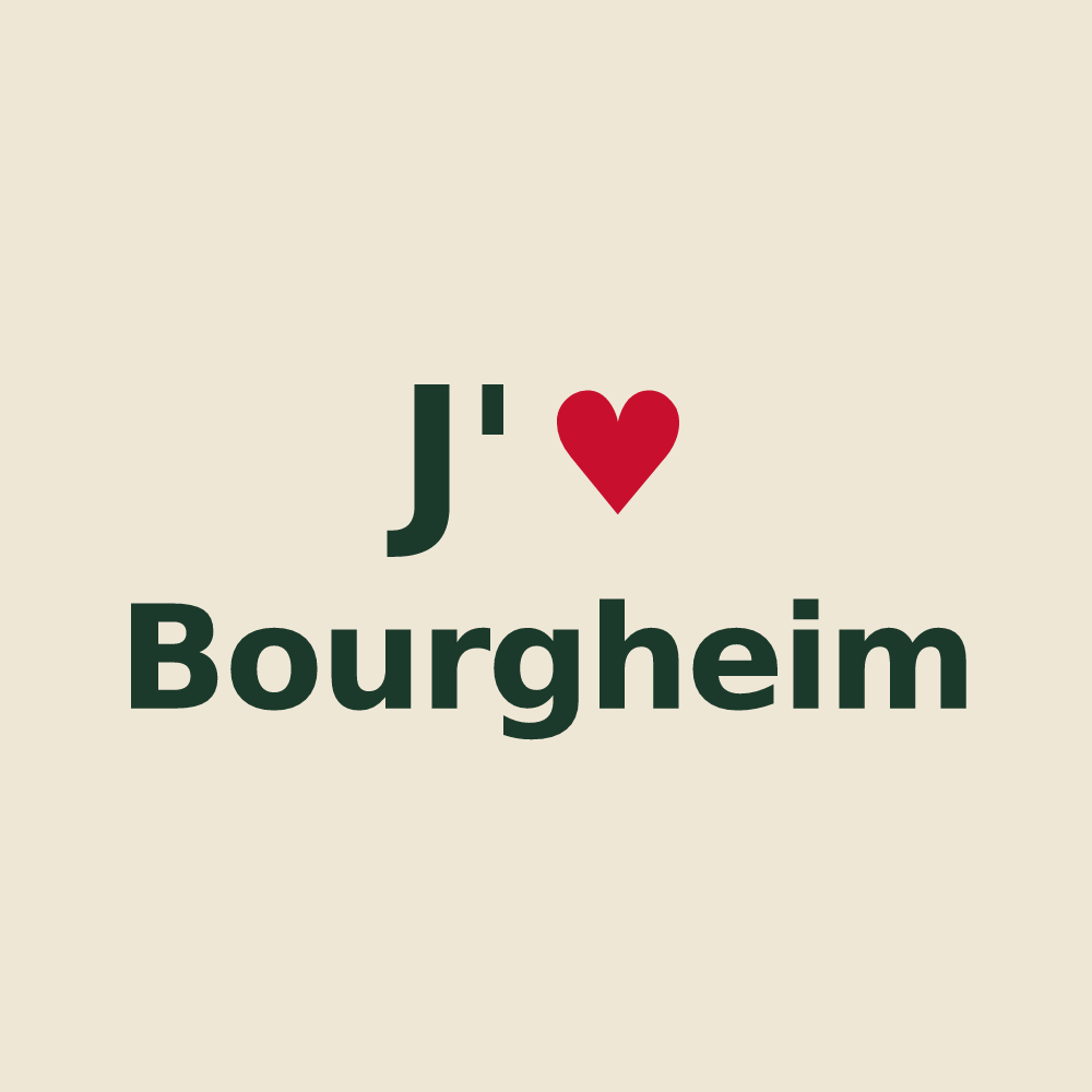 Tote bag personnalisé Bourgheim — design « J'aime Bourgheim » imprimé sur le tote bag
