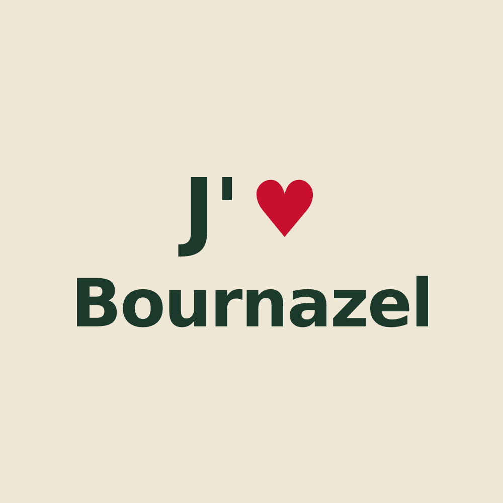 Tote bag personnalisé Bournazel — design « J'aime Bournazel » imprimé sur le tote bag