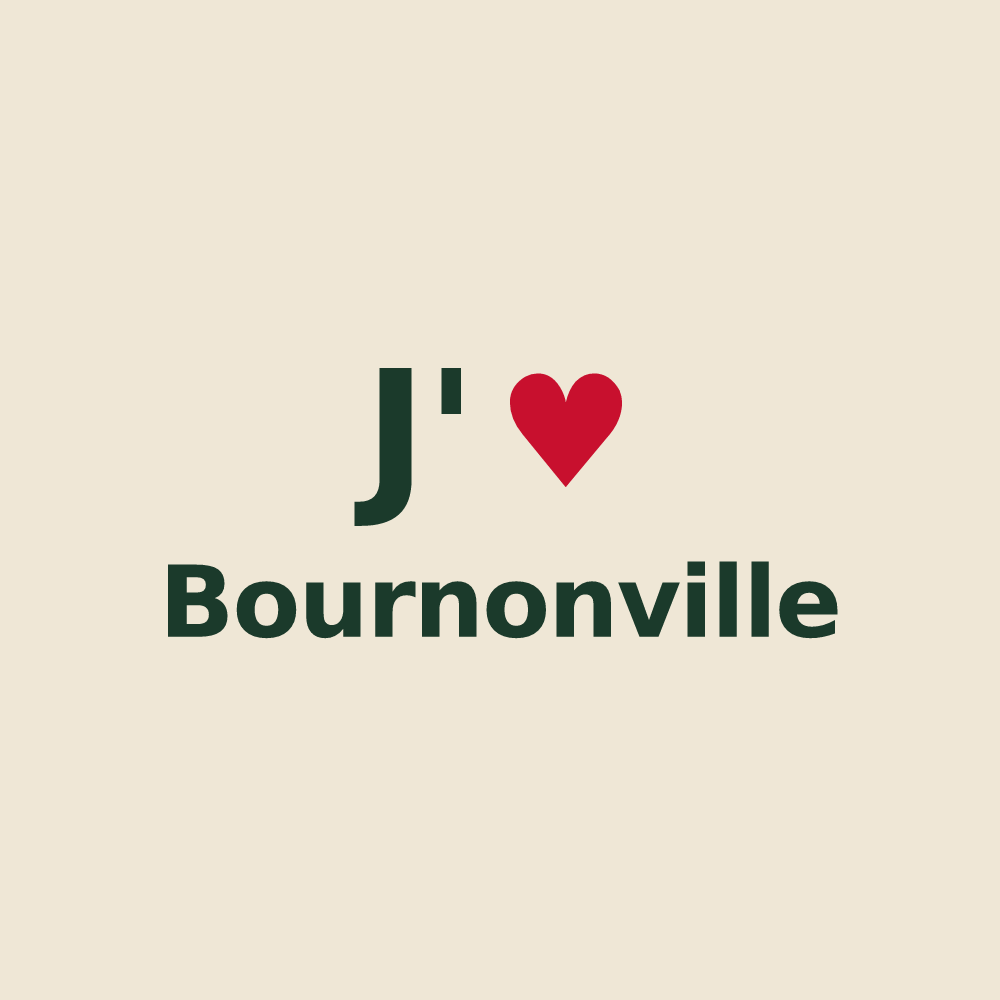 Tote bag personnalisé Bournonville — design « J'aime Bournonville » imprimé sur le tote bag