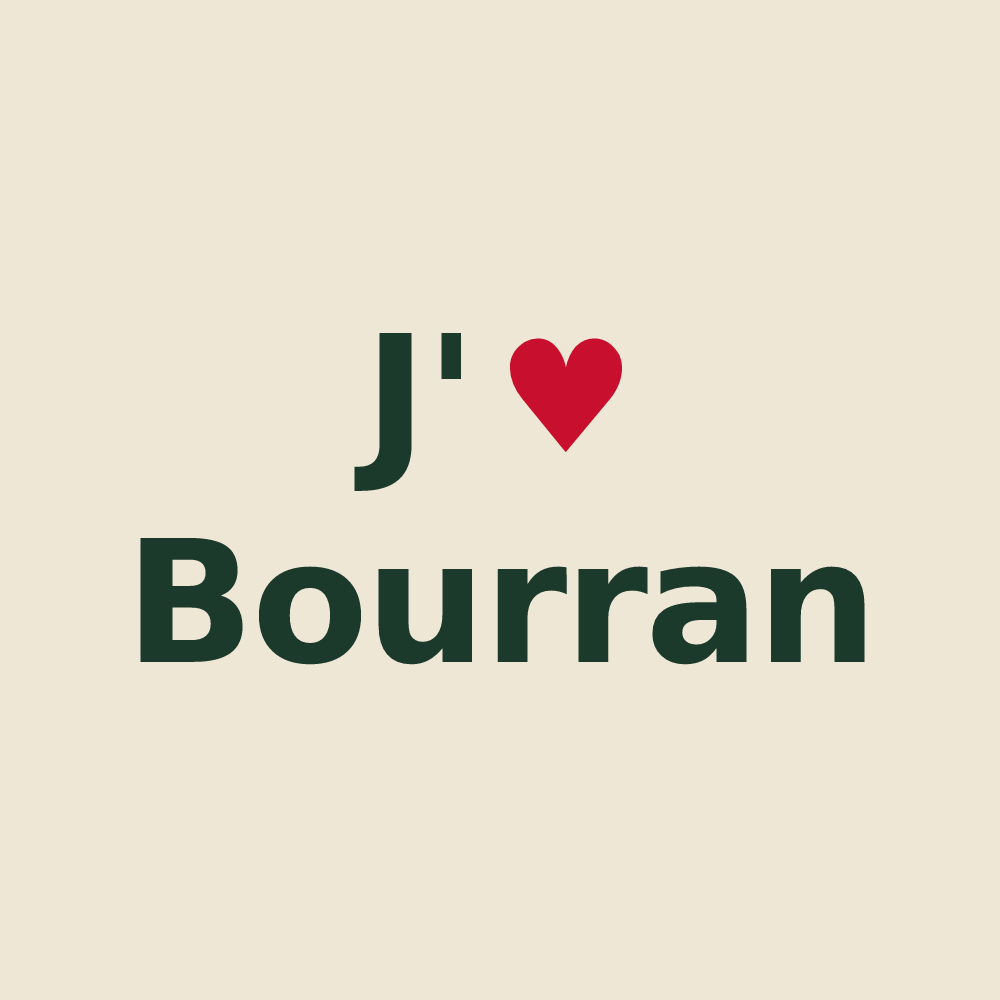Tote bag personnalisé Bourran — design J'aime Bourran