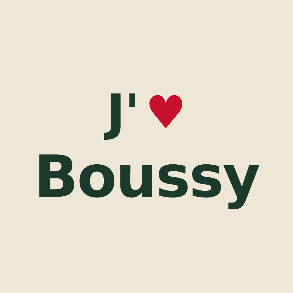 Tote bag personnalisé Boussy — design J'aime Boussy