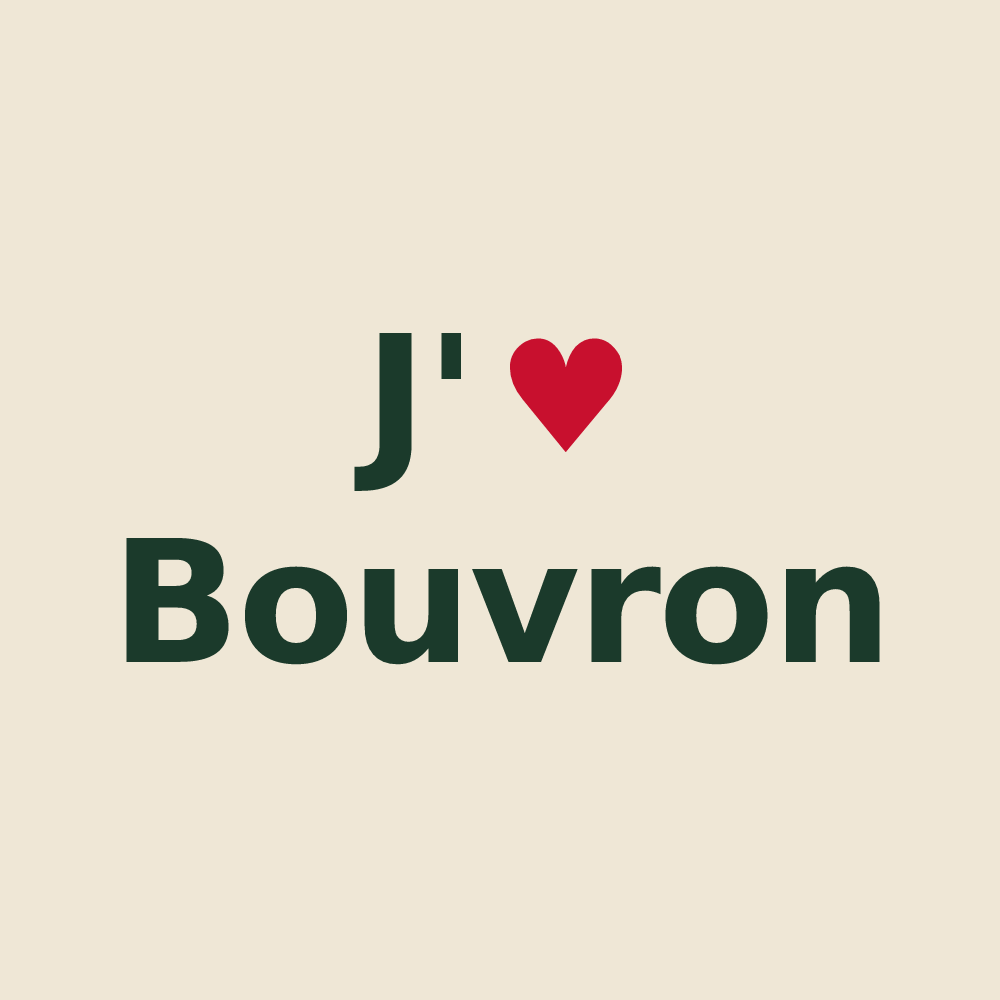 Tote bag personnalisé Bouvron — design « J'aime Bouvron » imprimé sur le tote bag