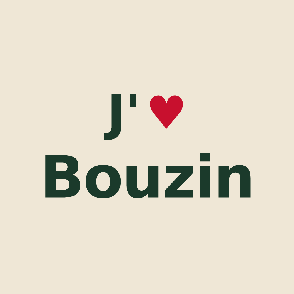 Tote bag personnalisé Bouzin — design J'aime Bouzin