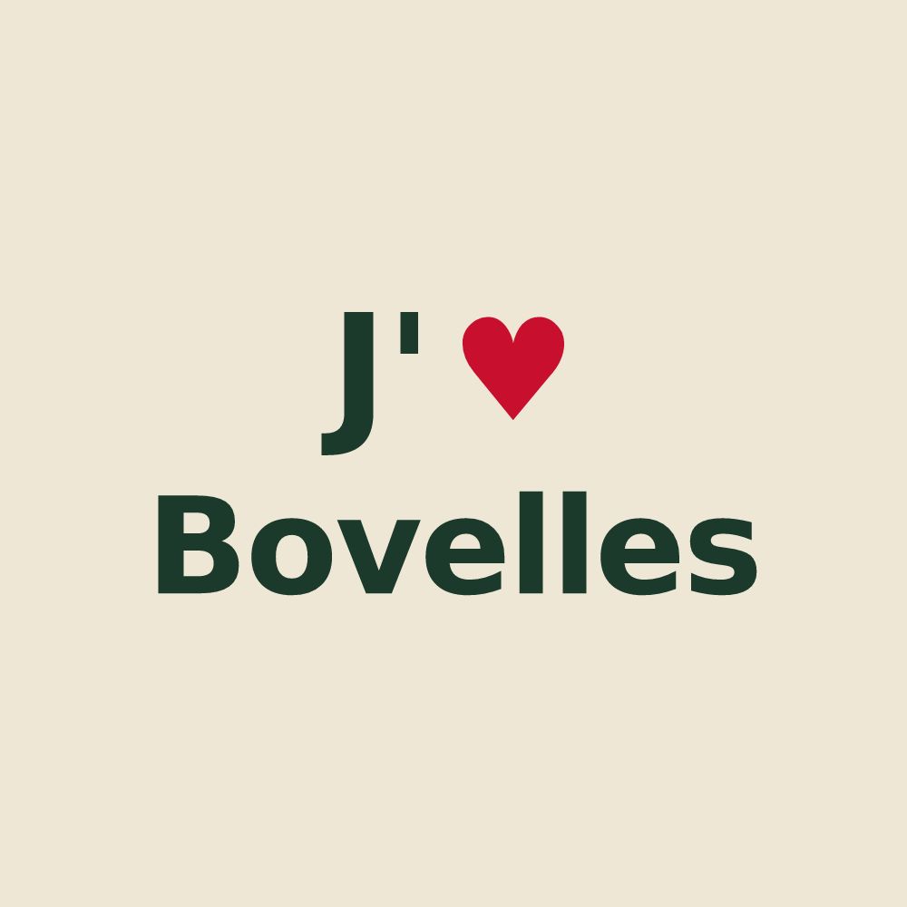Tote bag personnalisé Bovelles — design « J'aime Bovelles » imprimé sur le tote bag