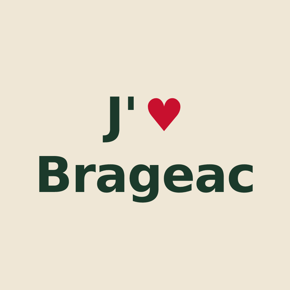 Tote bag personnalisé Brageac — design J'aime Brageac