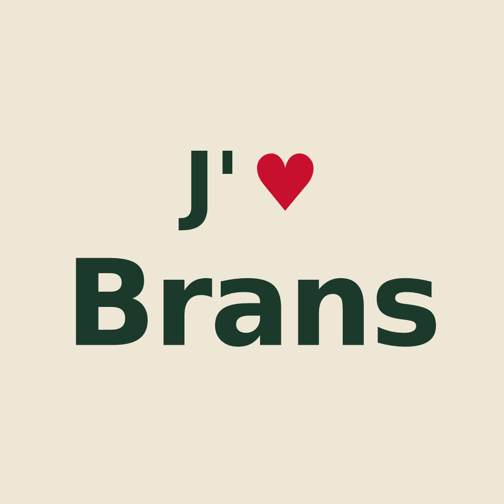 Tote bag personnalisé Brans — design « J'aime Brans » imprimé sur le tote bag