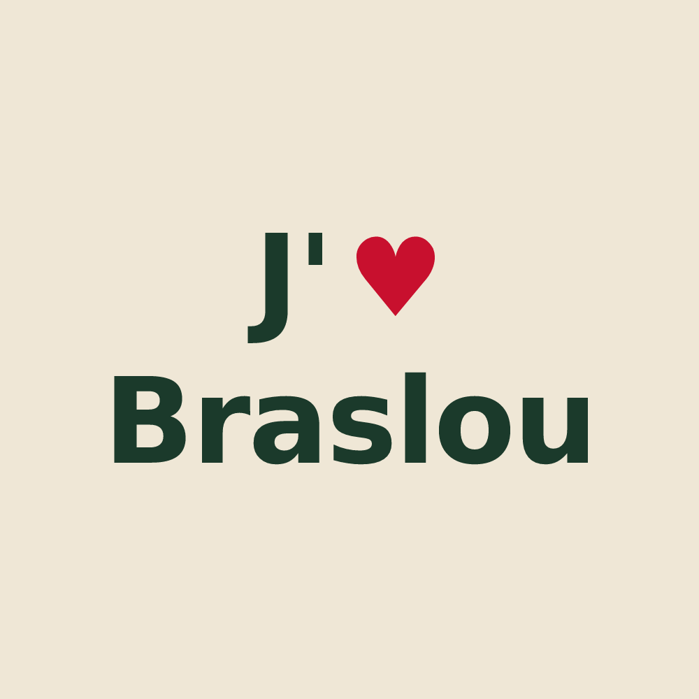 Tote bag personnalisé Braslou — design J'aime Braslou