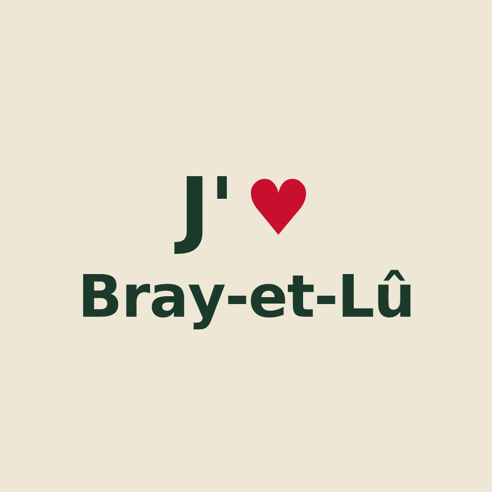 Tote bag personnalisé Bray-et-Lû — design J'aime Bray-et-Lû