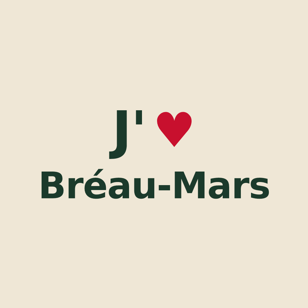 Tote bag personnalisé Bréau-Mars — design J'aime Bréau-Mars