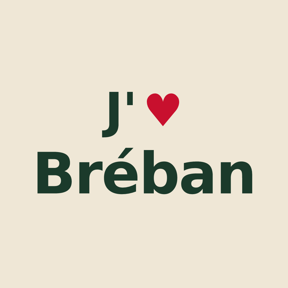Tote bag personnalisé Bréban — design J'aime Bréban
