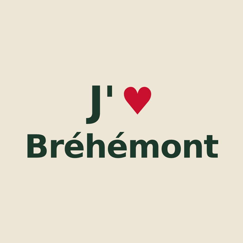 Tote bag personnalisé Bréhémont — design J'aime Bréhémont