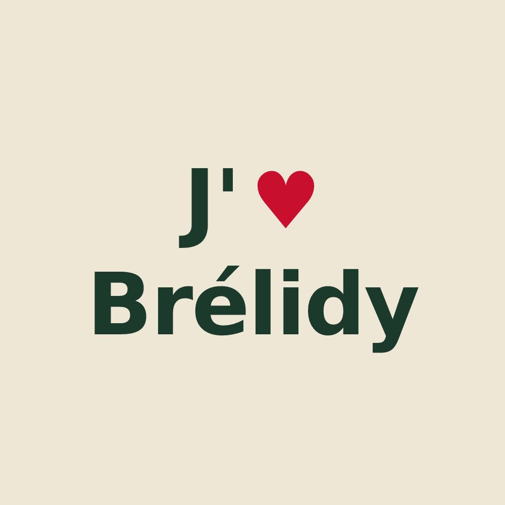 Tote bag personnalisé Brélidy — design « J'aime Brélidy » imprimé sur le tote bag