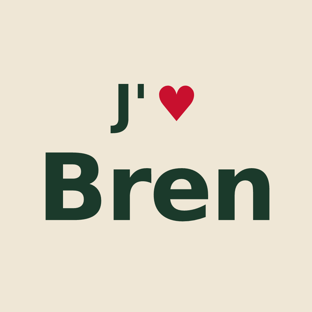 Tote bag personnalisé Bren — design « J'aime Bren » imprimé sur le tote bag