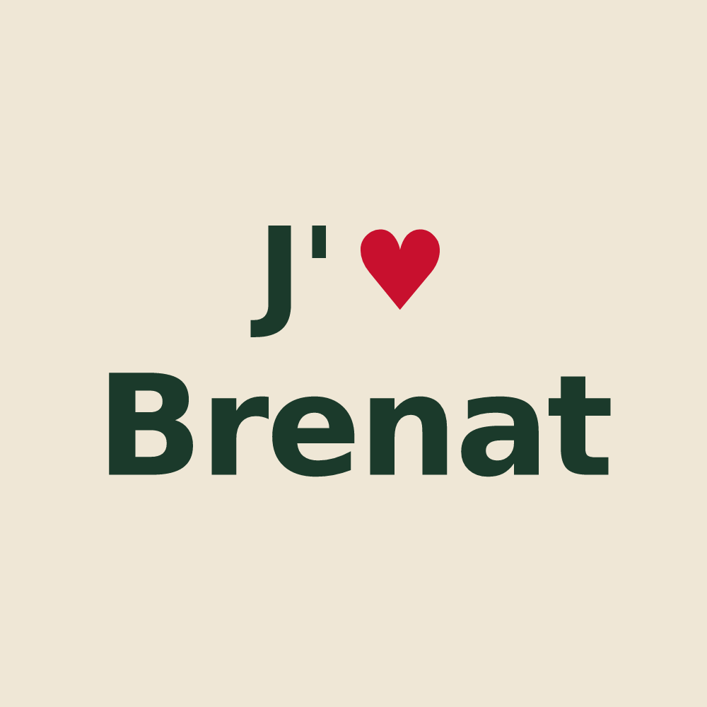 Tote bag personnalisé Brenat — design « J'aime Brenat » imprimé sur le tote bag