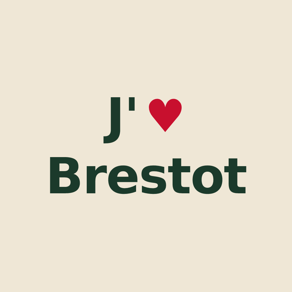 Tote bag personnalisé Brestot — design J'aime Brestot