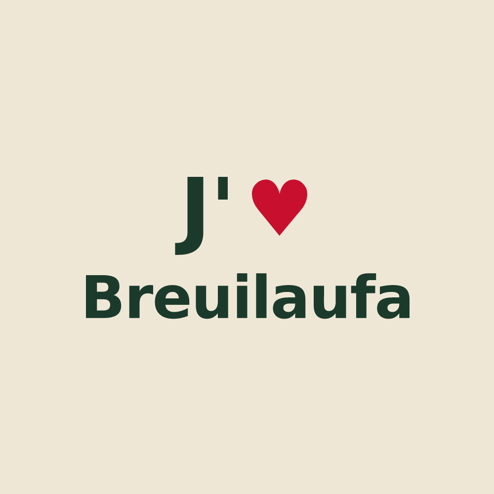 Tote bag personnalisé Breuilaufa — design « J'aime Breuilaufa » imprimé sur le tote bag