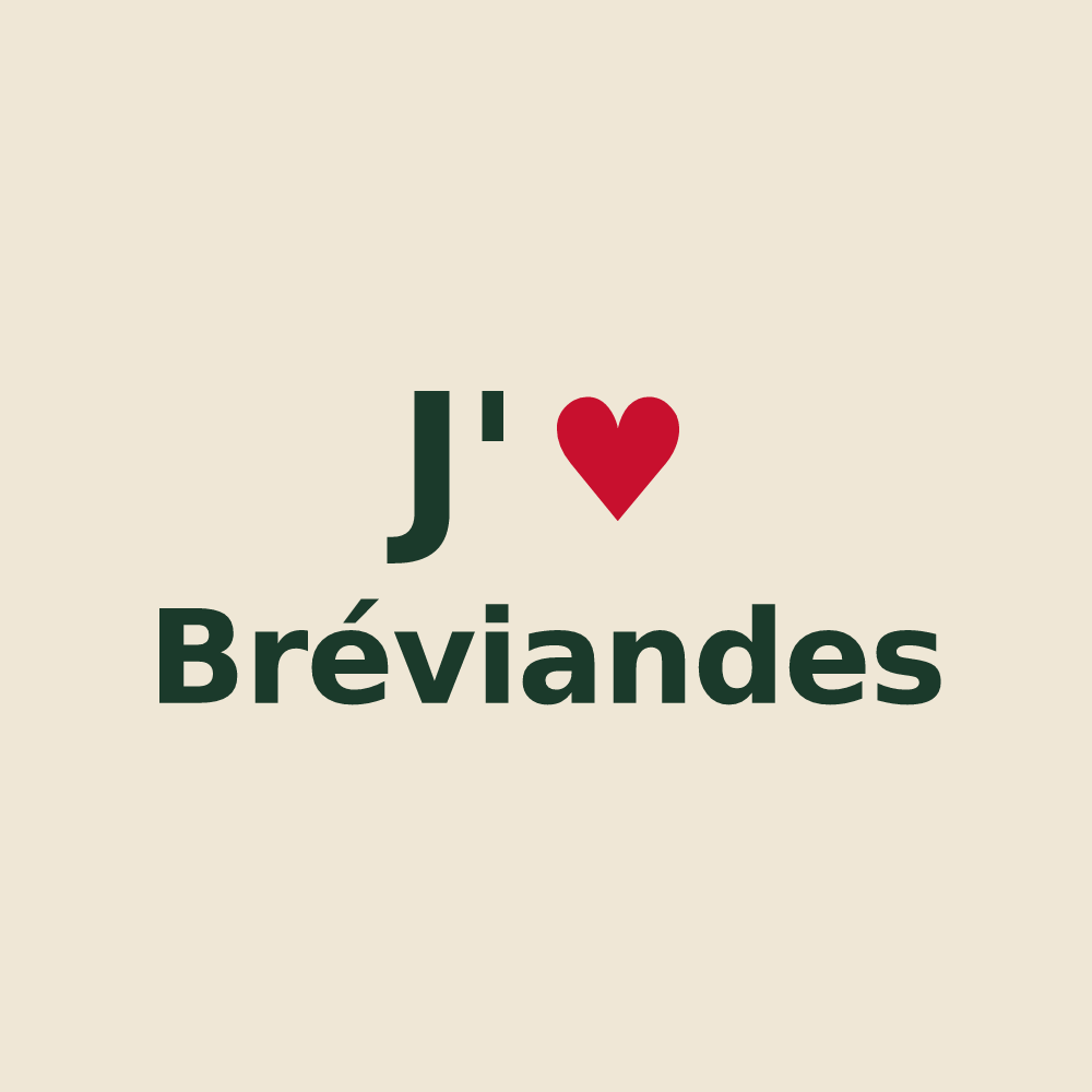 Tote bag personnalisé Bréviandes — design J'aime Bréviandes