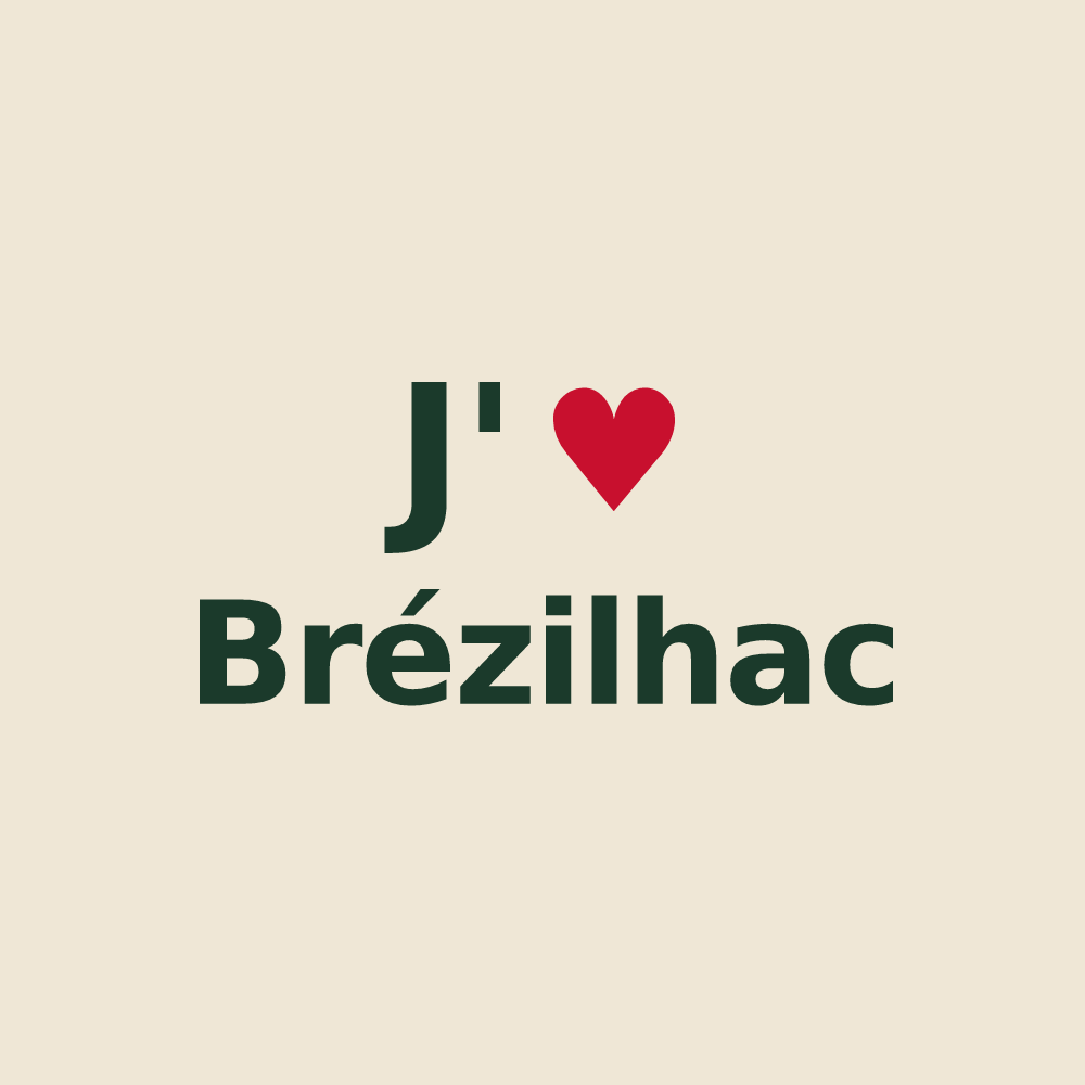 Tote bag personnalisé Brézilhac — design « J'aime Brézilhac » imprimé sur le tote bag