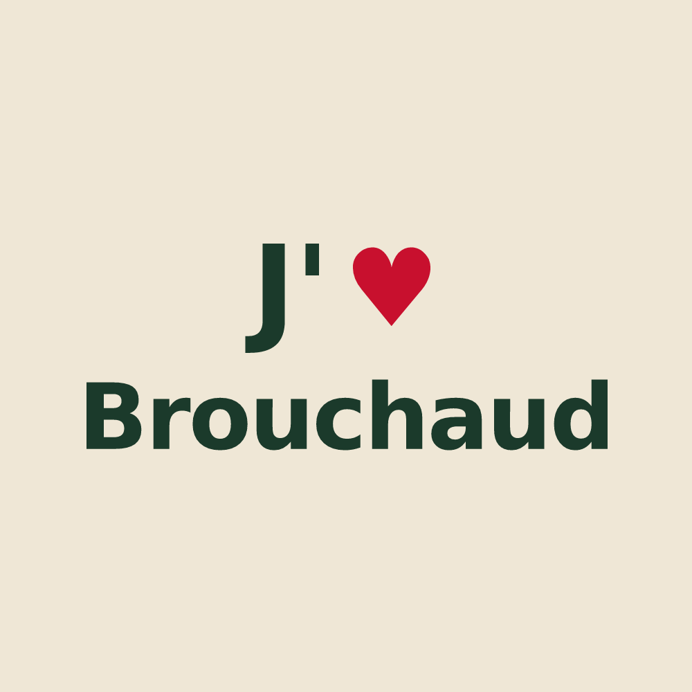 Tote bag personnalisé Brouchaud — design « J'aime Brouchaud » imprimé sur le tote bag