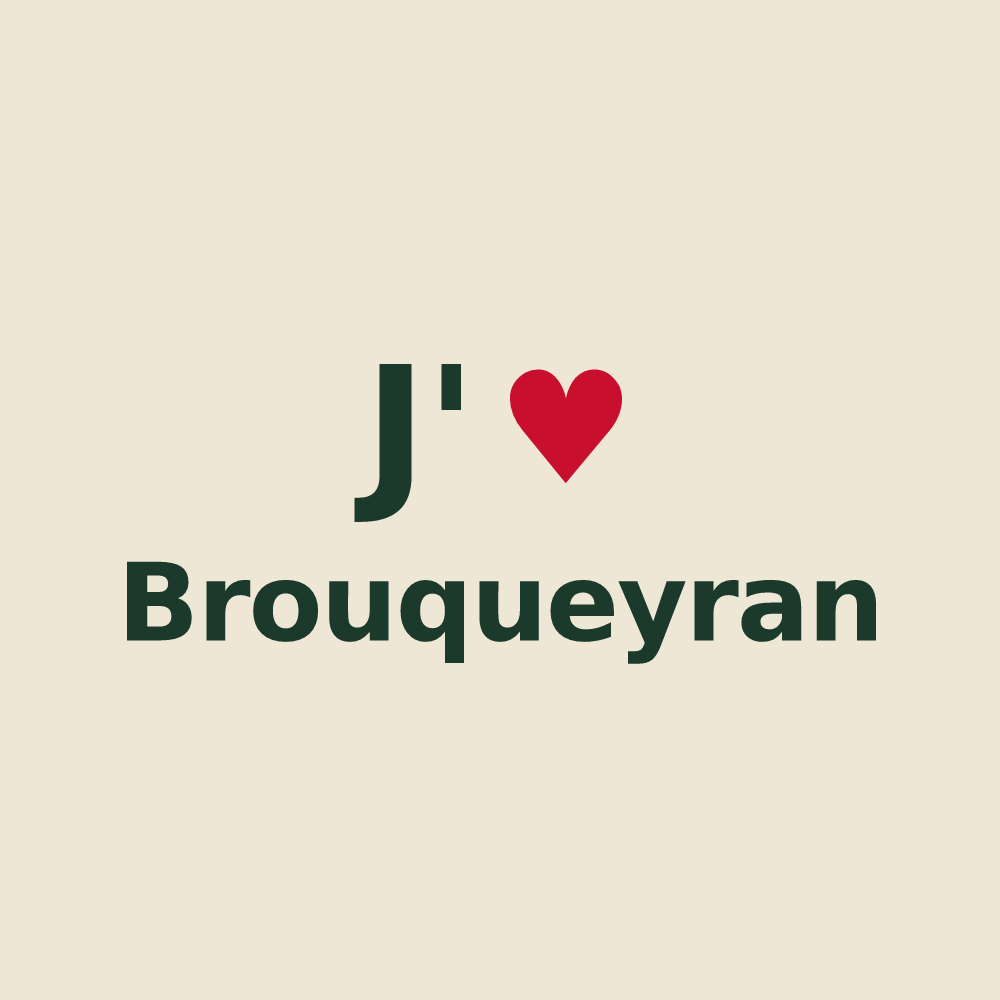 Tote bag personnalisé Brouqueyran — design « J'aime Brouqueyran » imprimé sur le tote bag